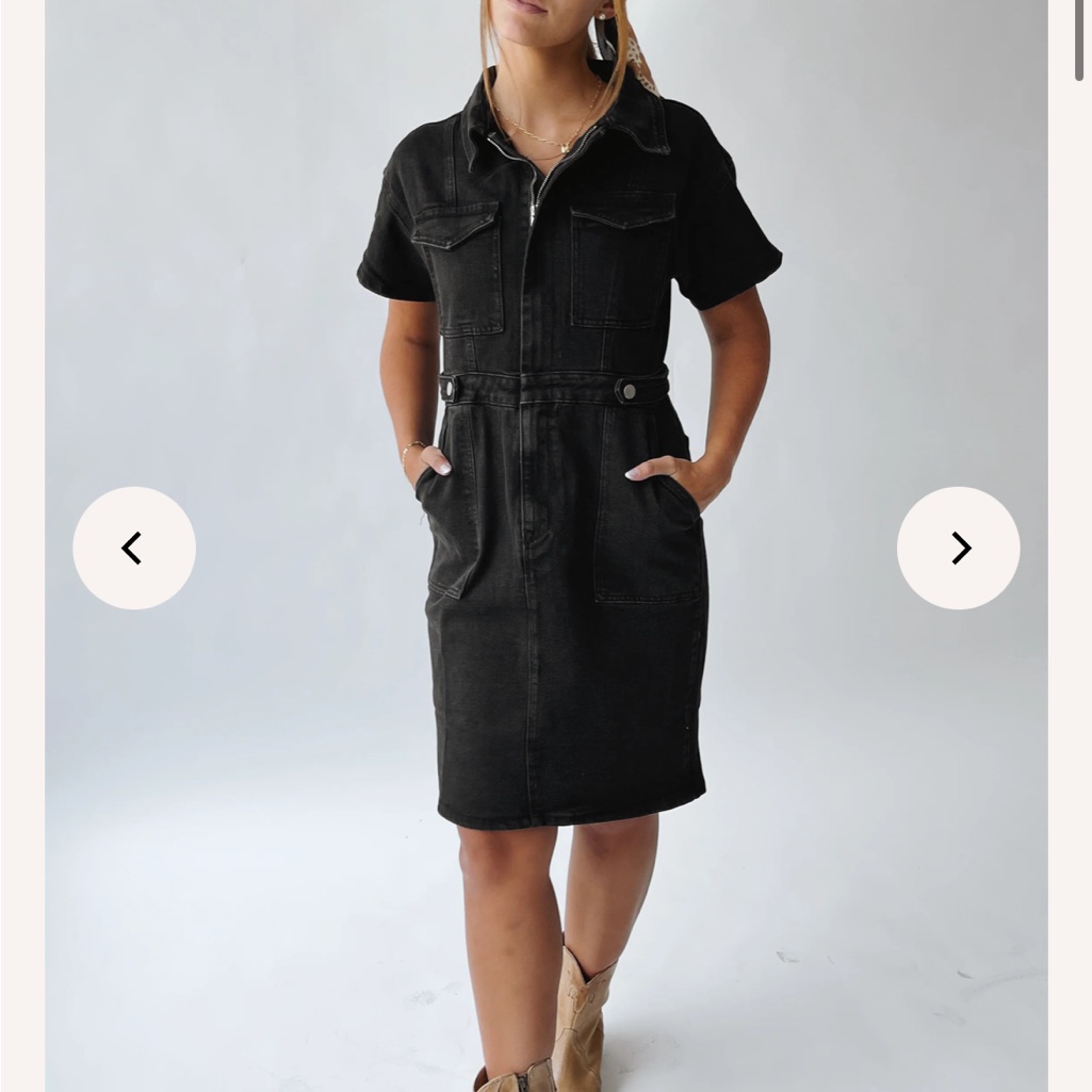 Vickers Denim Zip-Up Dress In Black